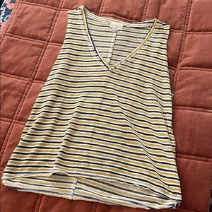Project Social T Yellow and Gray Blue Striped Tank Top